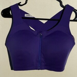 Lululemon Enlite Front Zip Sports Bra Purple High Support 36DD Workout Yoga